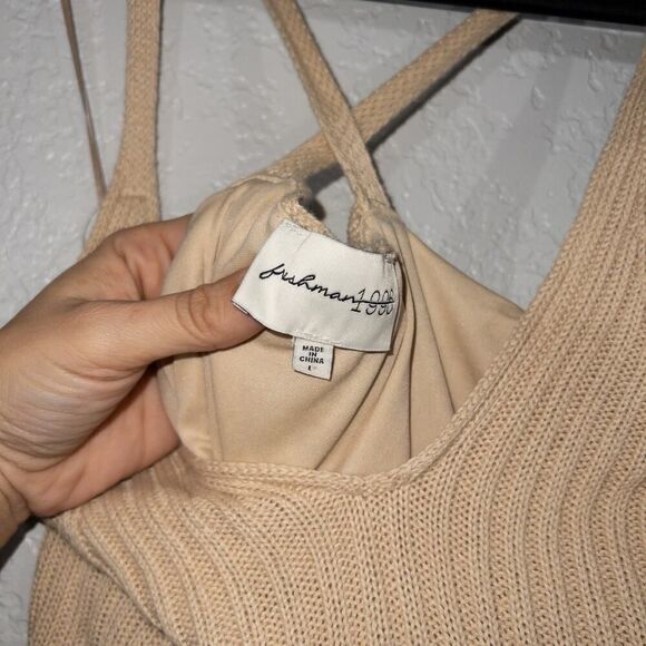 New Freshman 1996‎ Beige Crochet Maxi Dress Size Large - Picture 7 of 8